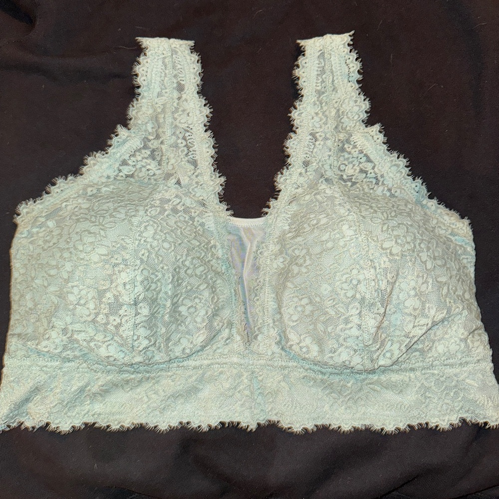 Aerie Eyelash Lace Bralette in Light Blue